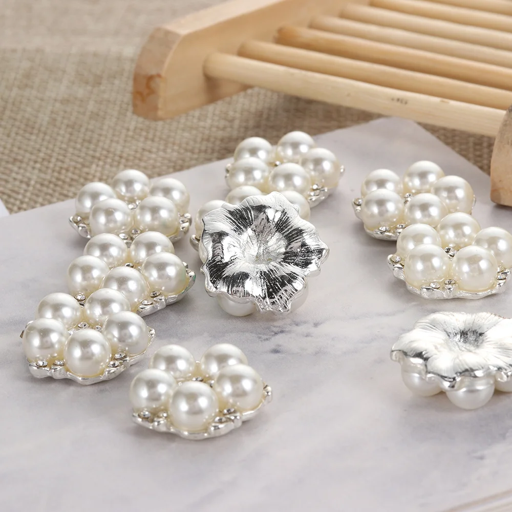 10pcs/set Flower Rhinestones Buttons Pearl button wedding decoration Diy Alloy Diamante Cryustal Bow Sewing Decor Accessories | Дом и сад