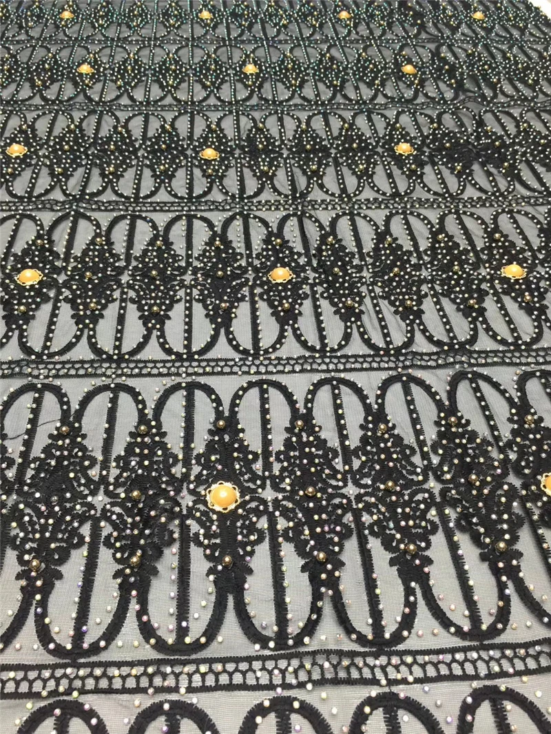 

BEAUTIFICAL Beaded lace fabric african black lace african lace fabric with beads 2018 high quality new arrival 5yards/lot DPN550
