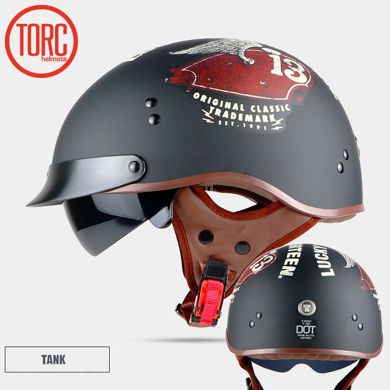 TORC Винтаж moto rcycle классический шлем Ретро Скутер половина со встроенным козырьком