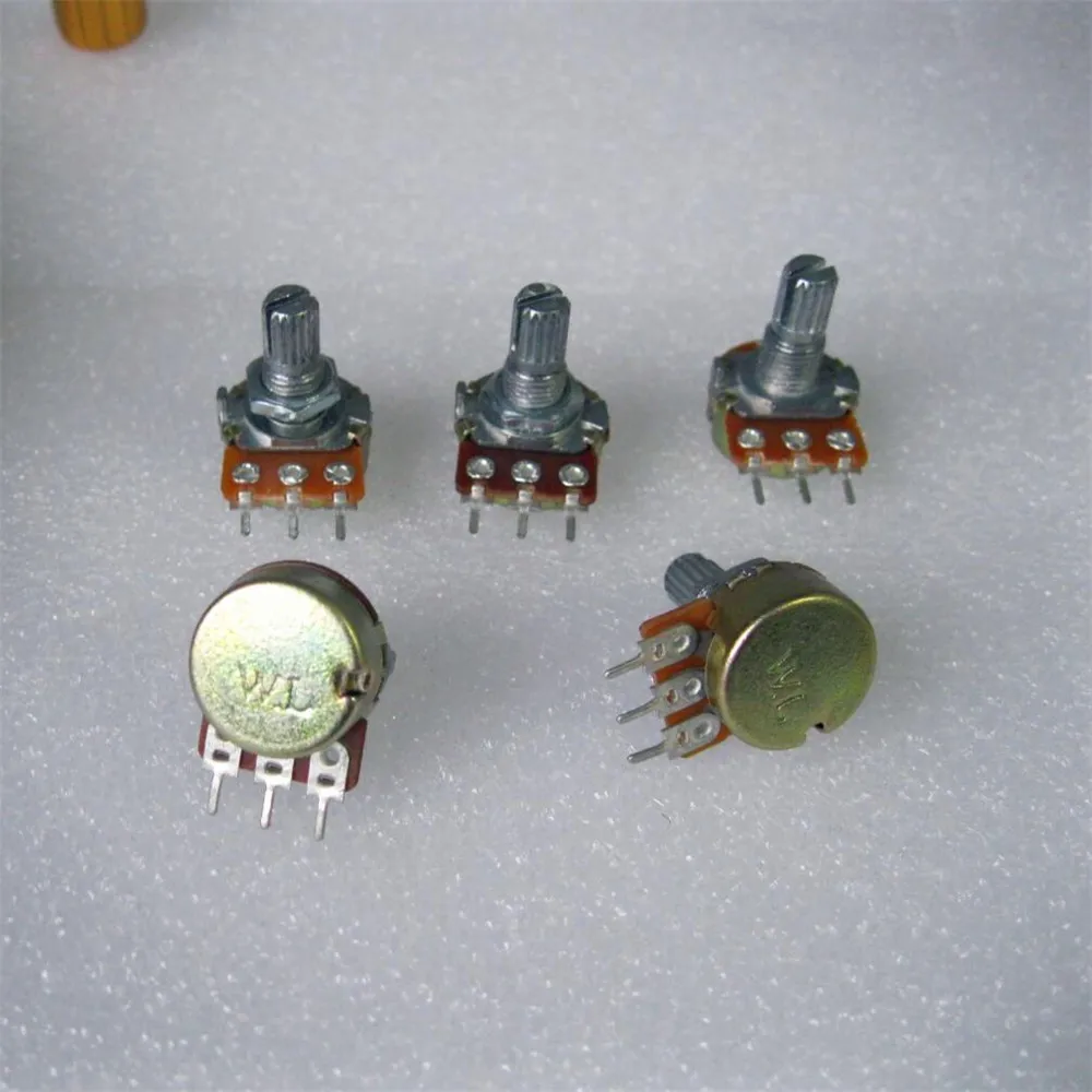 

100pc High Quality WH148 B20K Adjust volume size Switch potentiometer Linear Potentiometer 15mm Shaft With Nut And Washers Hot
