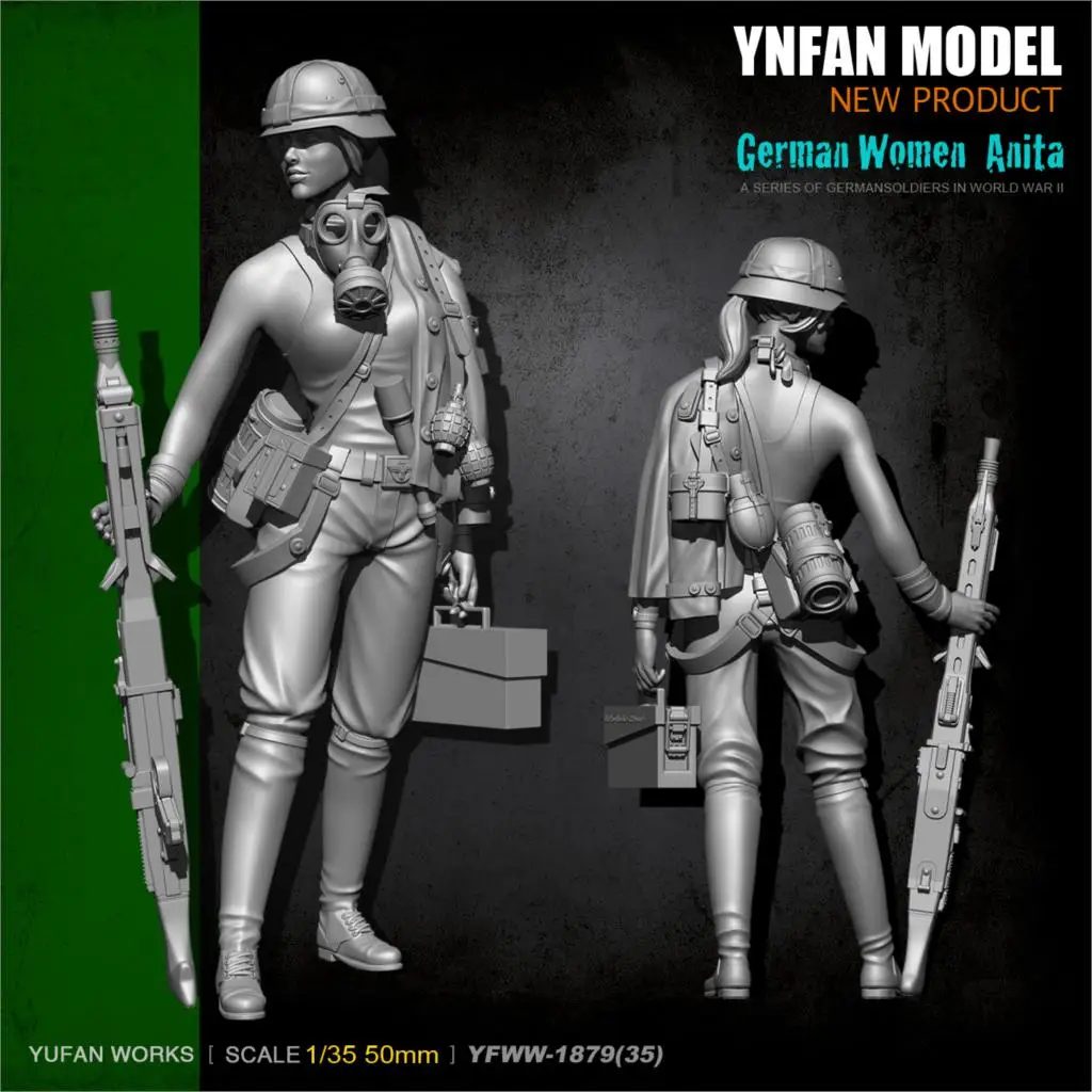 YuFan модель 1/35 Смола Наборы женский пулеметчик Смола Солдат YFWW35-1879