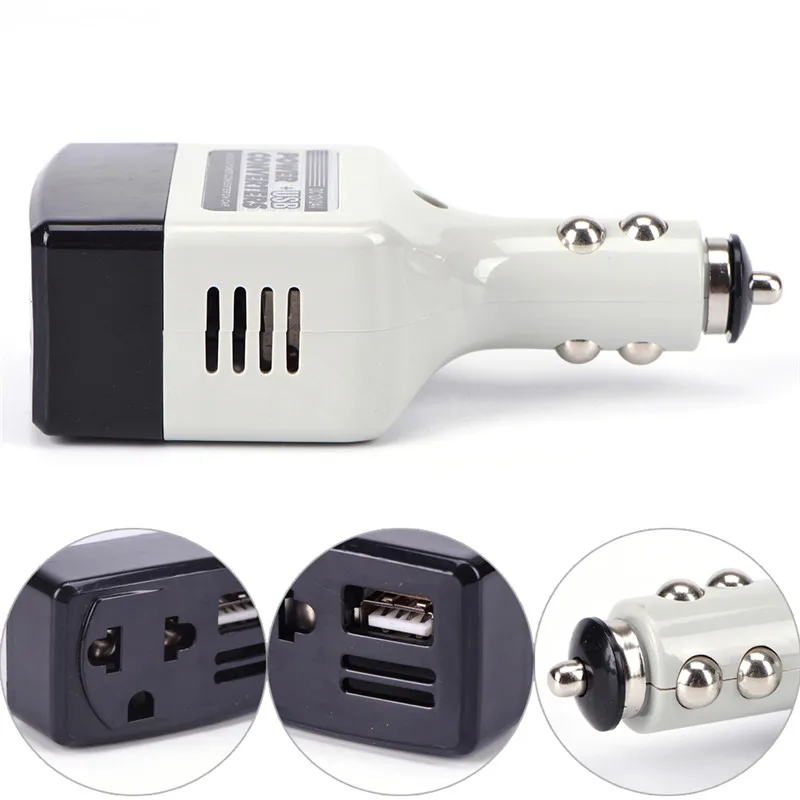 

DC 12V To AC Converter 220V Mobile Charger Auto Charger Adapter Power With USB