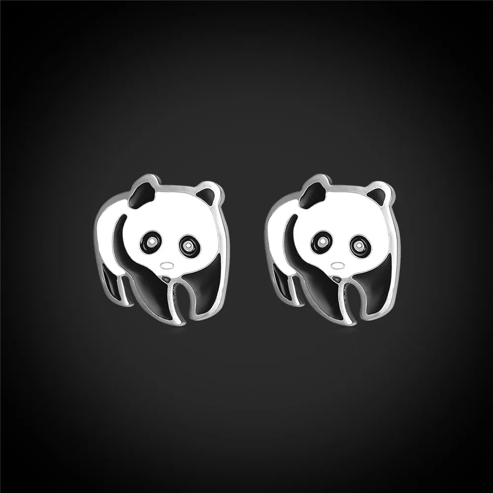 

Stainless Steel Animal Panda Stud Earrings Gold Color Cute Clay Bear Jewelry Women Accessories Gift Wholesale E2241Y