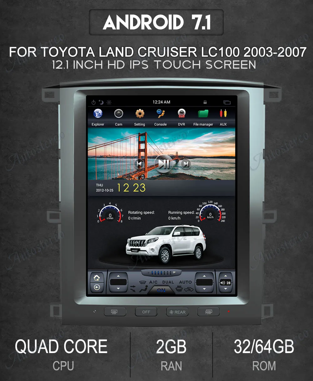 Android Автомобильный gps навигатор для TOYOTA LAND CRUISER LC100 03 головное устройство Мультимедиа Радио магнитофон без DVD плеера 4K Tesla стиль