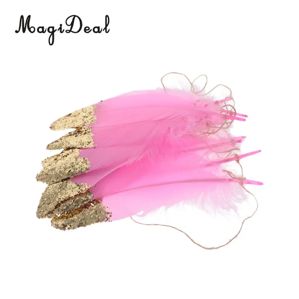 Волшебная гирлянда в стиле бохо с золотым пером розового и белого цвета