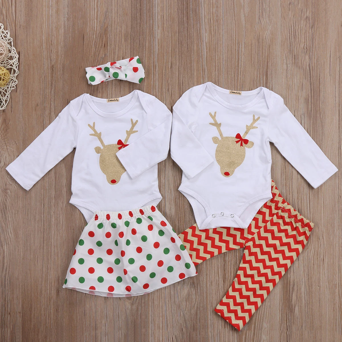 Набор одежды Emmababy из 3 предметов! Топ и брюки/юбка для маленьких девочек полосатый