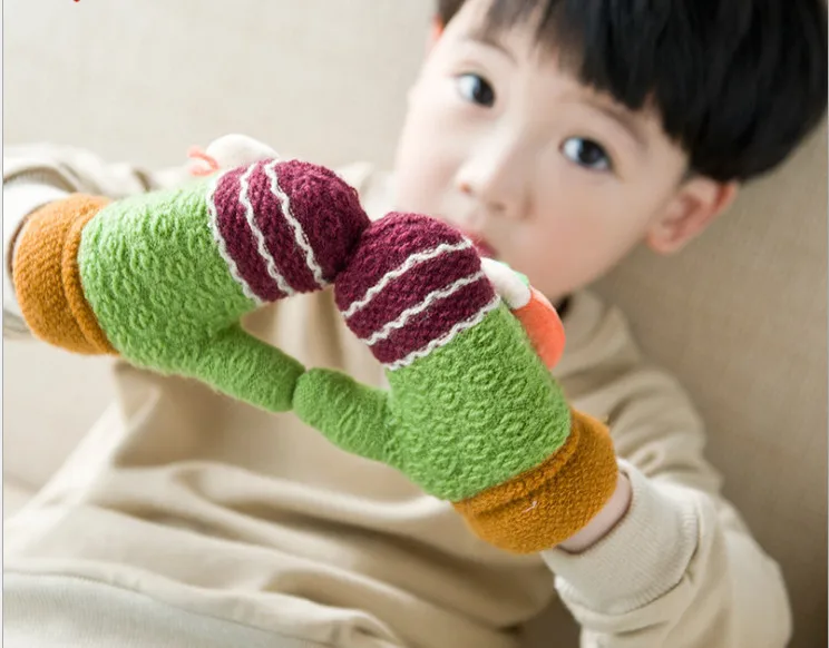 Детские перчатки зимние для девочек мальчиков толстые теплые флисовые варежки