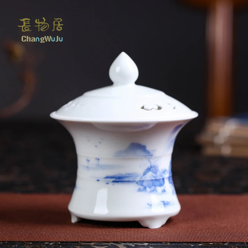 Changwuju в Цзиндэчжэнь Caramic ручная роспись синий и белый фарфор аромаплита работа