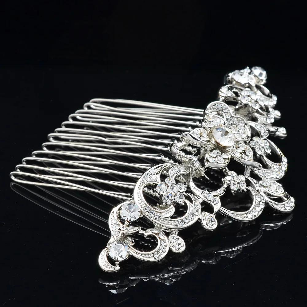 Прозрачные шпильки для волос расческа с кристаллами и цветами женщин свадебные