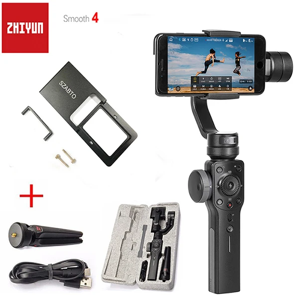 smooth 4 with clip Zhiyun Smooth 4 3-осевой Карманный стабилизатор для смартфона iPhone X 8 плюс 7 6 Plus SE samsung Galaxy S9, 8,7, 6 и экшн-камер - Цвет: smooth 4 with clip