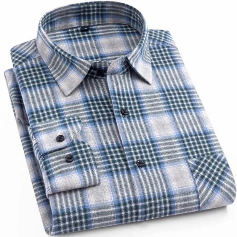 Мужская клетчатая рубашка с длинным рукавом в английском стиле повседневные