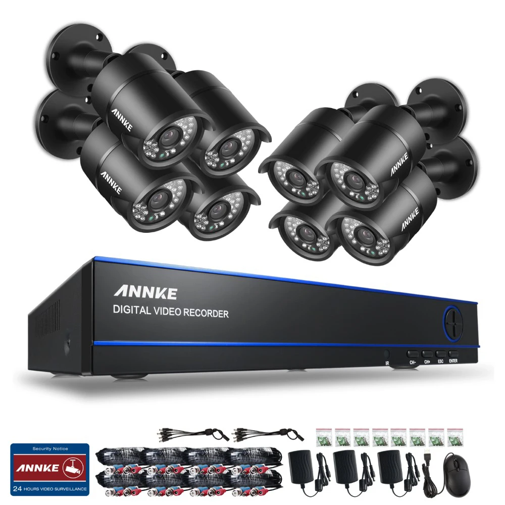ANNKE 8CH Email Alert Surveillance Kits 1080P AHD DVR 8PCS 2.0MP 3000TVL IR Night Vision Security Camera Video CCTV System | Безопасность
