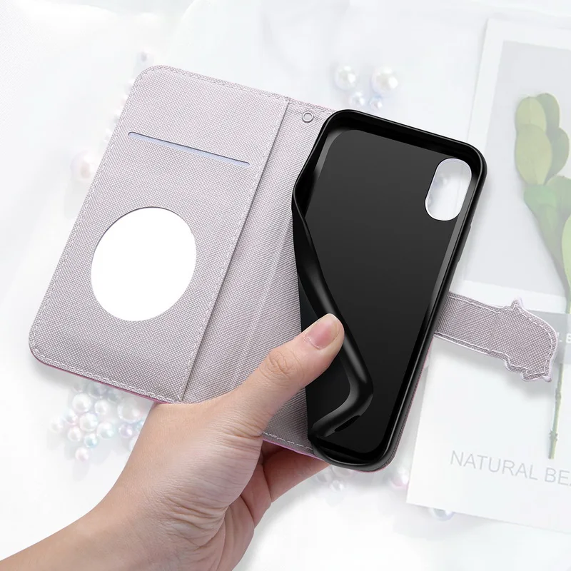 Phone Case For Huawei Y5 Y6 Y7 Prime 2018 Wallet Unicorn PU Leather Flip Cover Mirror Girl Coque Fundas | Мобильные телефоны и