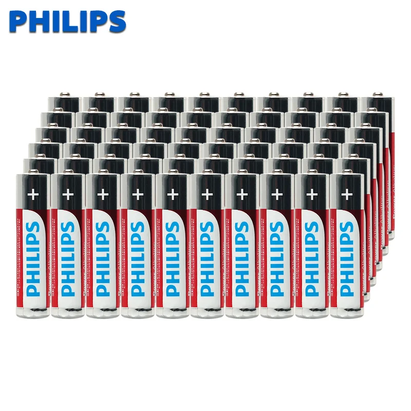 Philips 60 шт. высокая емкость 1 5 в сухие щелочные батарейки мощная Взрывозащищенная