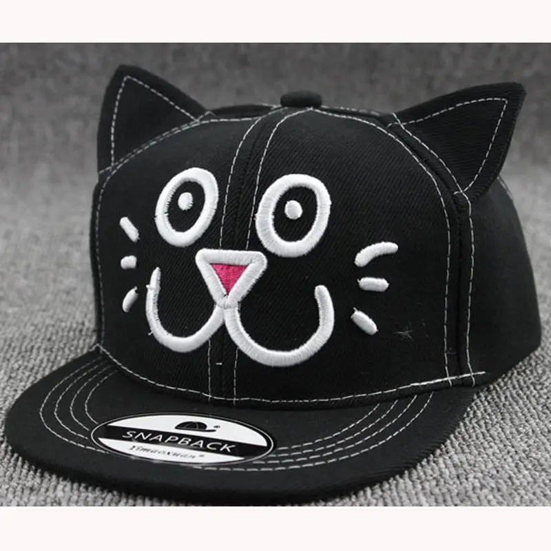 Бейсбольная кепка на плоской подошве с вышитым рисунком котенка для девочек от 2