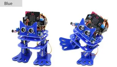 Синий Электронный Микро: бит программируемый танцующий DIY робот бипедальный гуманоидный сервопривод роботы микро бит программируемый Обучающий набор для детей - Цвет: Синий