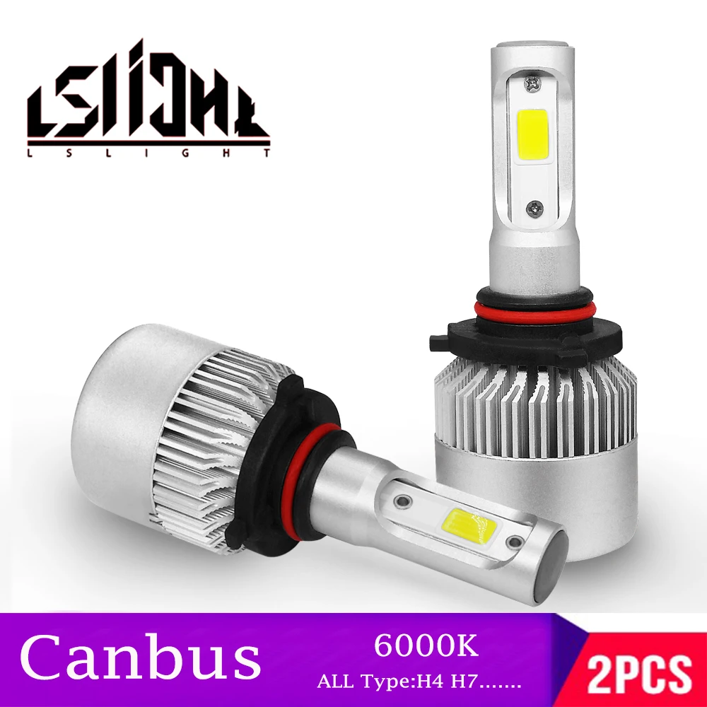 Lslight светодиодный фар H7 H4 H1 H11 H3 9007 9004 H13 9005 9006 880 HB2 HB3 HB4 автомобильные лампочки Canbus