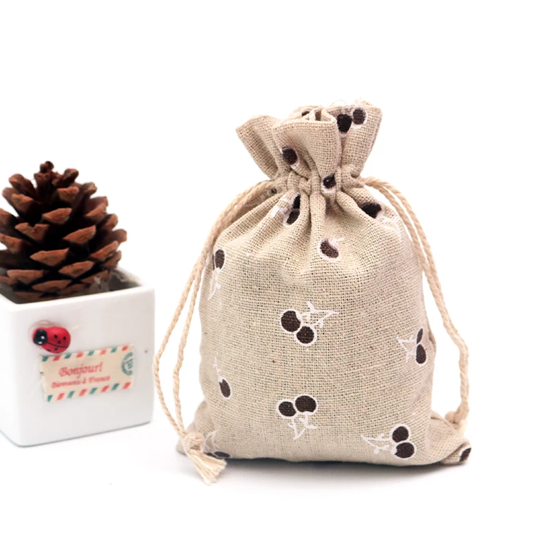 

KoMee New Arrival Packaging Bags 10x14cm 10pcs/lot Wonderful Drawstring Cotton Bags favor Storage Christmas Gifts Candy Jewelry