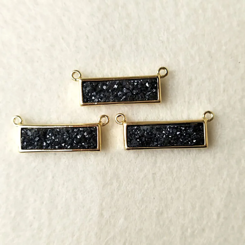 5 шт. золотой цвет тонкий прямоугольник Agat e Druzy Бар Geode подвесной соединитель