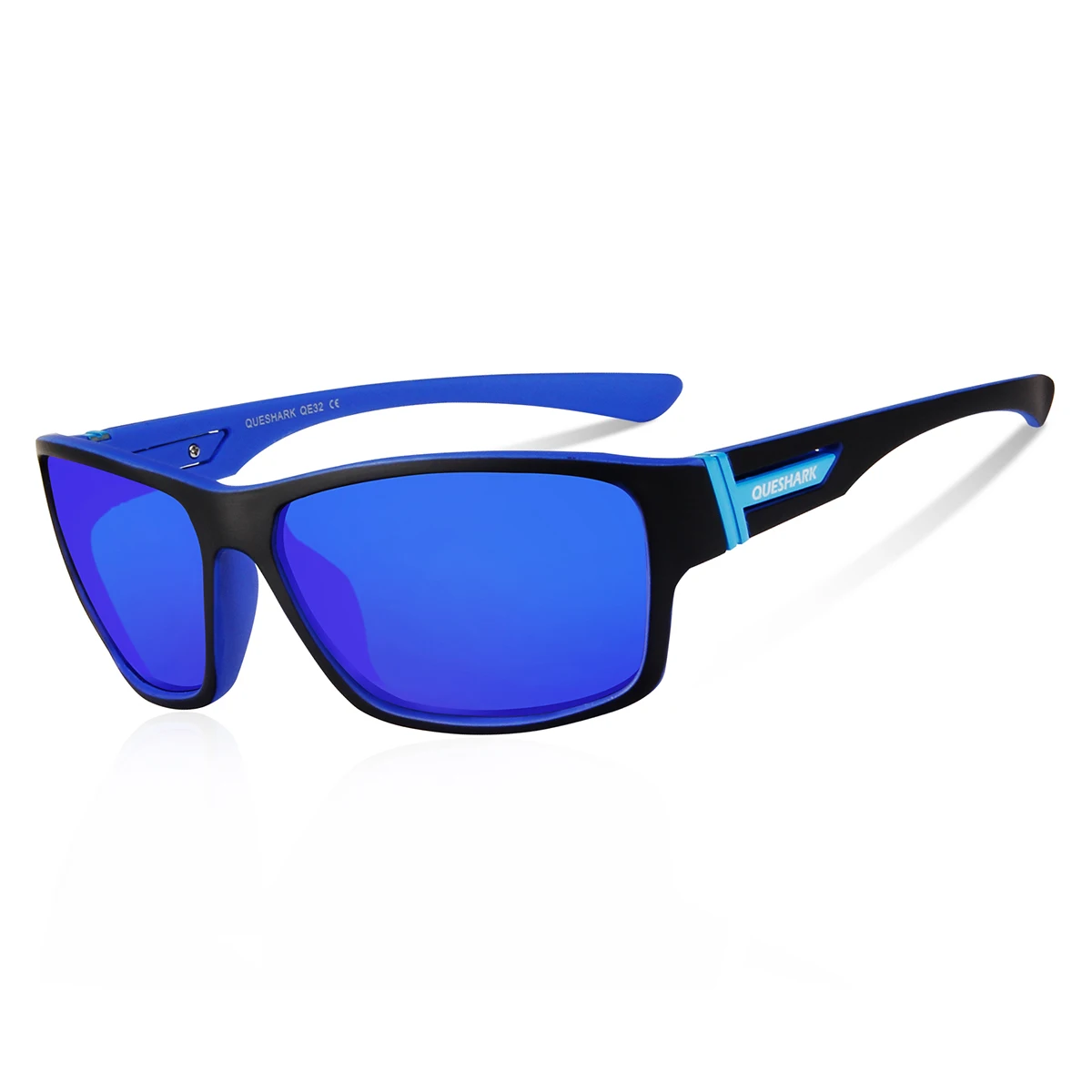 Matte Black Blue QUESHARK TR90 квадратная оправа HD поляризованные солнцезащитные очки для рыбалки, очки для велоспорта для мужчин и женщин, спортивные, для пешего туризма, бега, гольфа - Цвет: Matte Black Blue