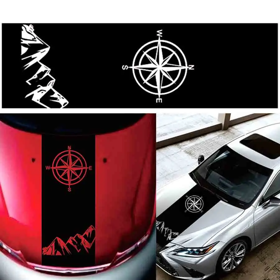 Компас наклейка с видом гор капюшон графический винил автомобиля Стикеры для Toyota Hilux Revo Vigo пикап внедорожный