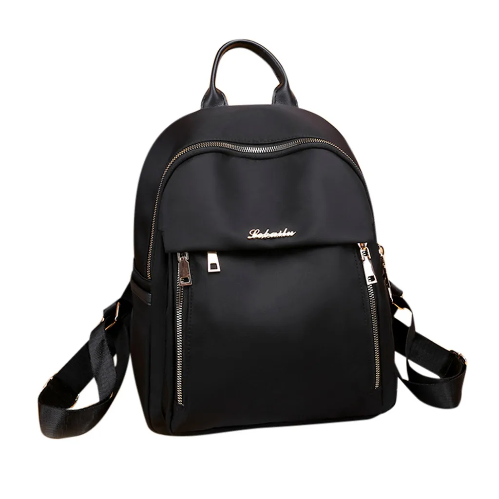 Женский однотонный рюкзак из ткани Оксфорд вместительный Студенческая сумка