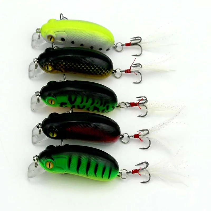5 шт. в партии 6 см 10g Crank рыбалки Minnow приманки и головной повязкой с пером жесткий