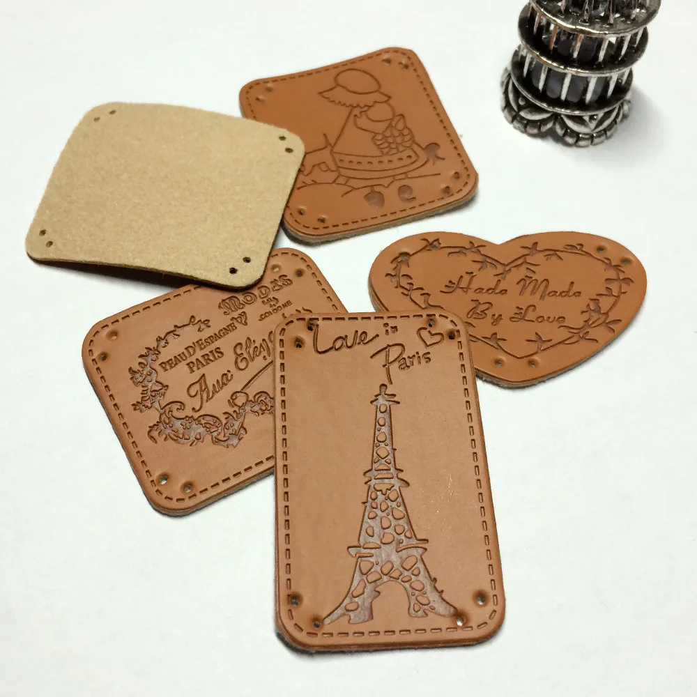 Кожаная этикетка 5 дизайнов 100 шт./компл. ручная работа смешанный дизайн шитье