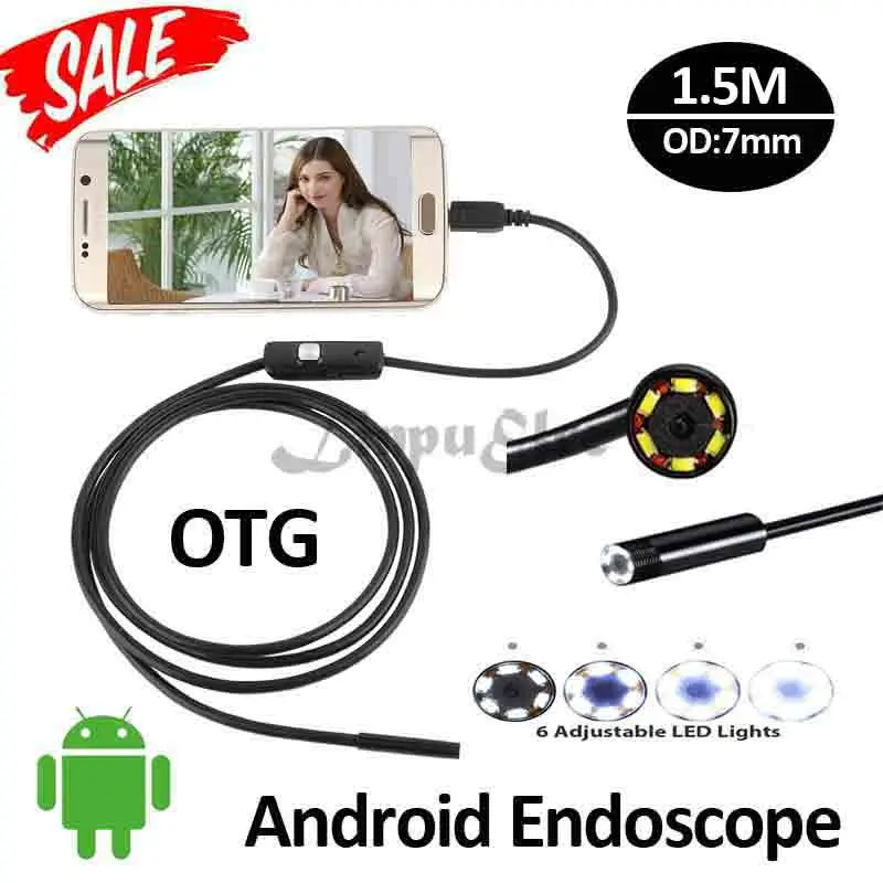 Android OTG USB эндоскопа Камера 7 мм 1.5 м гибкая змея Труба инспекции Водонепроницаемый