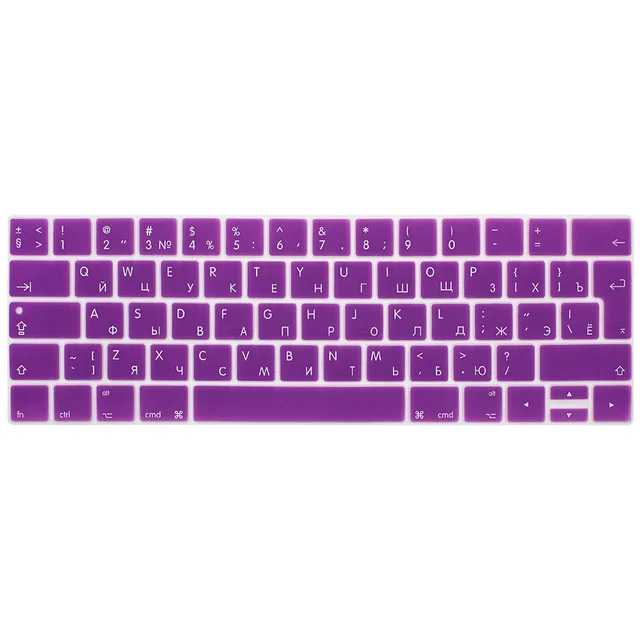 Purple Русский язык сенсорная панель Клавиатура кожный чехол для новейшего мультитач бар Macbook Pro 13 15 A1706 A1989/A1707 A1990 - Цвет: Purple
