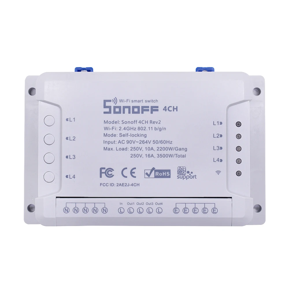 Интеллектуальный выключатель света Sonoff 4CH 220V Беспроводной 4 канала WI-FI переключатель независимого дистанционного Управление для умного дома Модуль Автоматизации "умный дом Управление;