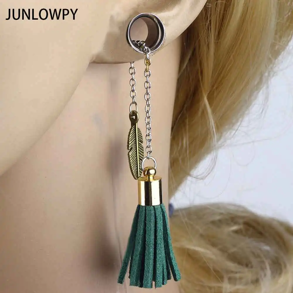 JUNLOWPY 1 пара серьги-измерители двойные расклешенные туннели для ушей женские