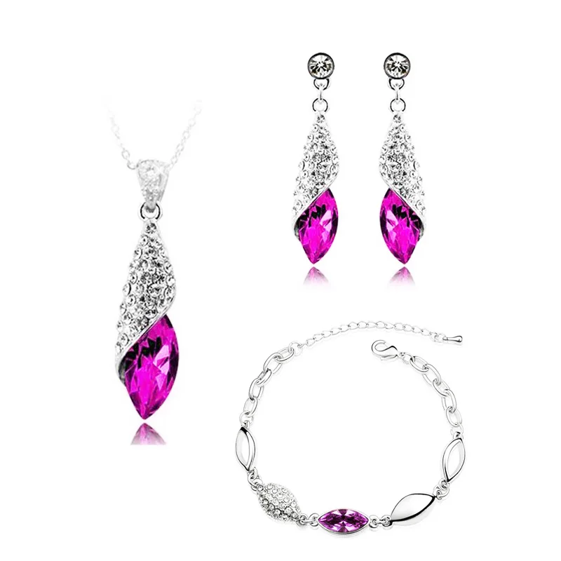 AAAA + стразы Хрустальный цветок бутон ожерелье серьги браслет Модный Ювелирный