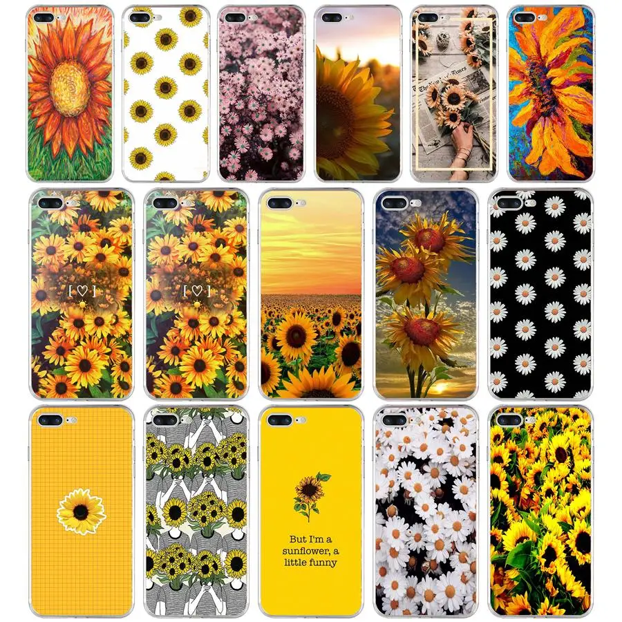 268SD Мягкий силиконовый чехол из ТПУ с подсолнухами и цветами для Apple iPhone 6 6s 7 8 plus