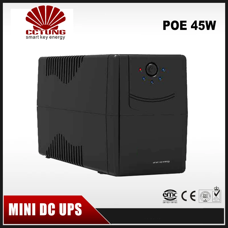 Мини-портативный UPS с 15/24VDC POE(мощность по Ethernet) и 9/12VDC интерфейс макс 45 Вт Выход и 12V7AH свинцово-кислотная батарея Встроенный