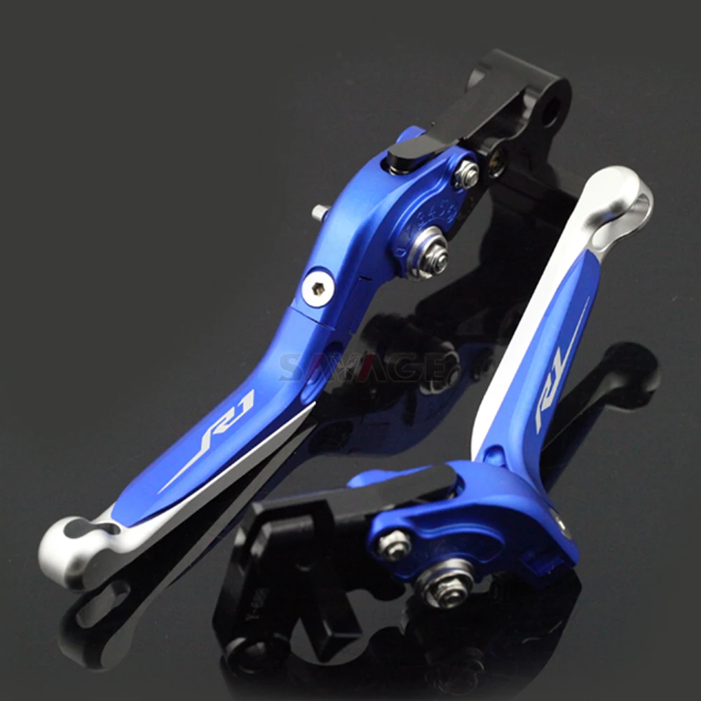 Brake Clutch Lever For YAMAHA YZFR1 YZF-R1/R1M/R1S 2015 2016 2017 Blue Motorcycle Adjustable Folding Extendable Logo R1 | Автомобили и