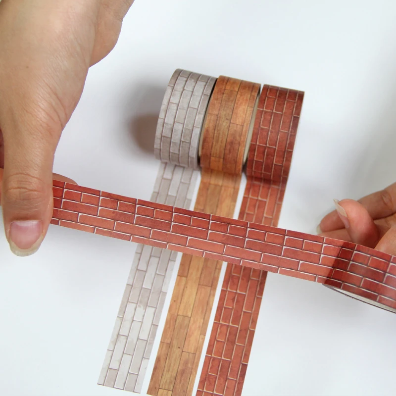 20 мм Широкий кирпичная стена дерево блоки Винтаж лента для декорации Washi DIY