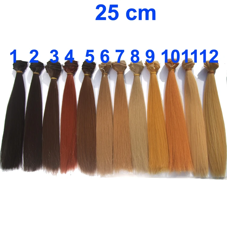 

Wig refires bjd hair 25cm length black brown flaxen golden natrual color long straight wig hair for 1/3 1/4 BJD DIY