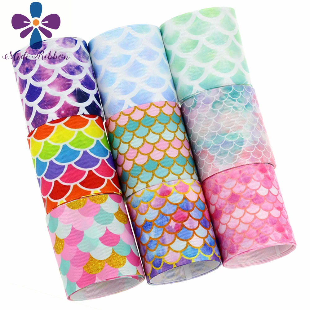 

16mm-75mm Scale Series Gradient Color Pattern Printed Grosgrain/Elastic Ribbon DIY Party Decoration Hair Tie Making 50yards/roll
