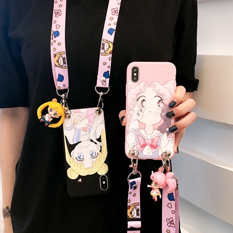 Oneplus 7 pro Cute 3D Sailor Moon phone case For 3 3T / 5 5T 6 6T 1+7 One Plus Cartoon back cover+strap+toy |