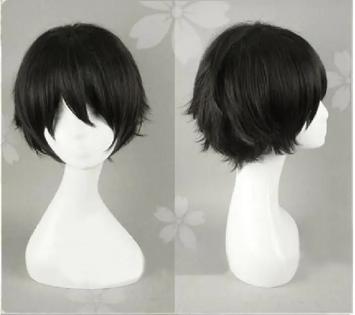 

Anime Haikyuu!! Keiji Akaashi Short Black Hair Anime The Future Diary Yukiteru Amano Heat Resistant Cosplay Wig + Wig Cap