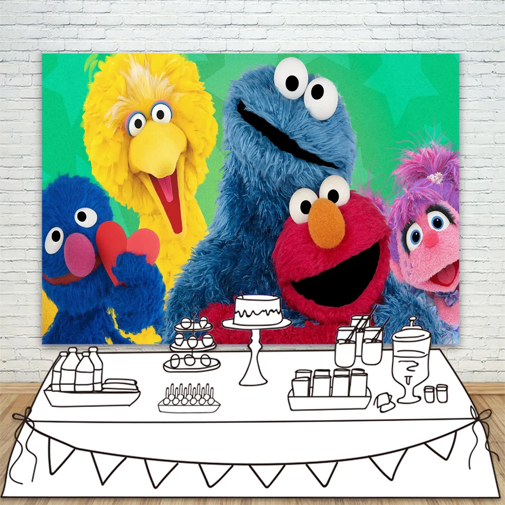 Виниловый фон для фотосъемки с изображением Улица Сезам|Фон фотосъёмки| |