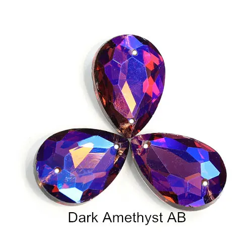 Dark Amethyst AB 24 шт. 13x18 мм каплевидное Хрустальное стекло пришивные стразы высокого качества точечная капелька Mulit Швейные Стразы для одежды B3680 - Цвет: Dark Amethyst AB