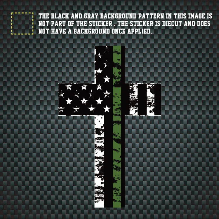 

Thin Green Line Cross Christian Decal