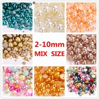tpsmoc 1000pcs mixed 2 10mm craft abs resin flatback half round pearls flatback cabochon beads jewelry diy decoration