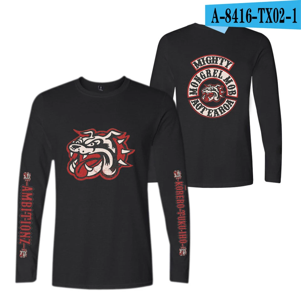 Mongrel Mob/модные футболки с длинными рукавами и принтом для женщин и мужчин, повседневные модные стильные футболки, горячая Распродажа, уличная одежда, футболки - Цвет: black