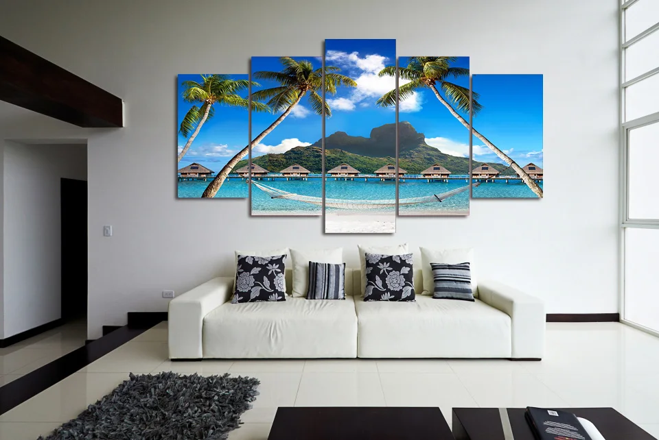5 шт./компл. холст картины на холсте тропический рай пляж пальмы украшения для