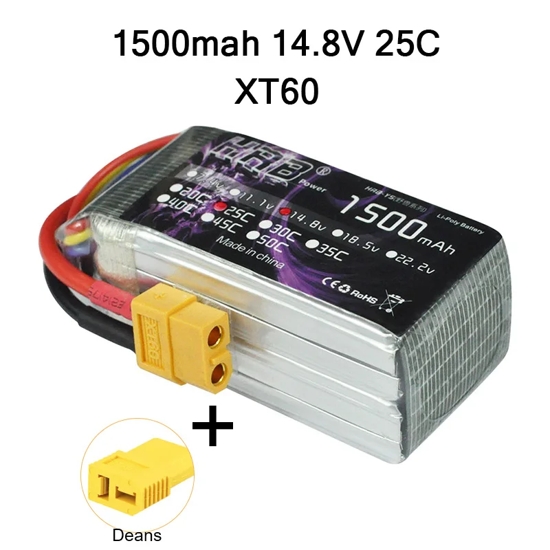 Hrb RC Lipo 1 S 2 S 3 S 4S 5S 3,7 V 7,4 V 11,1 V 14,8 V 18,5 V Батарея 1500 mah 2200 mah 3300 mah 4200 mah 5000 mah 5200 mah 6000 mah 10000 mah - Цвет: 4S 1500MAH 25C 1C