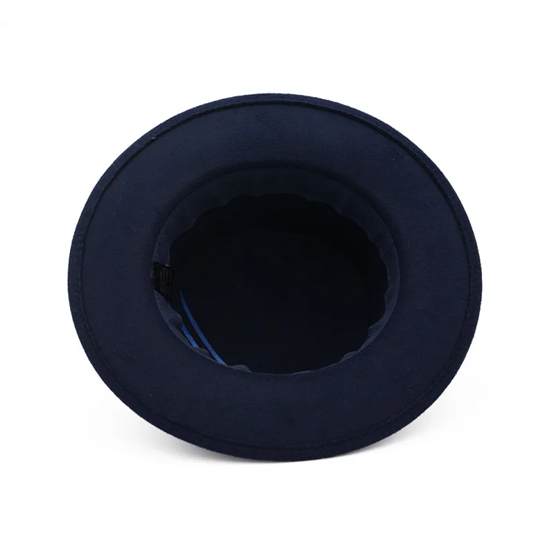 

Faux Wool Pork Pie Boater Flat Top Hat for Women's Men's Felt Wide Brim Fedora Gambler Hat Vintage Black Green White Bowler Cap