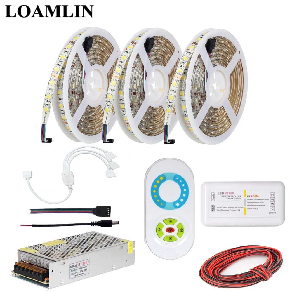 5 м 10 15 20 SMD5050 цветная температура Светодиодная гибкая полоса света CCT лента